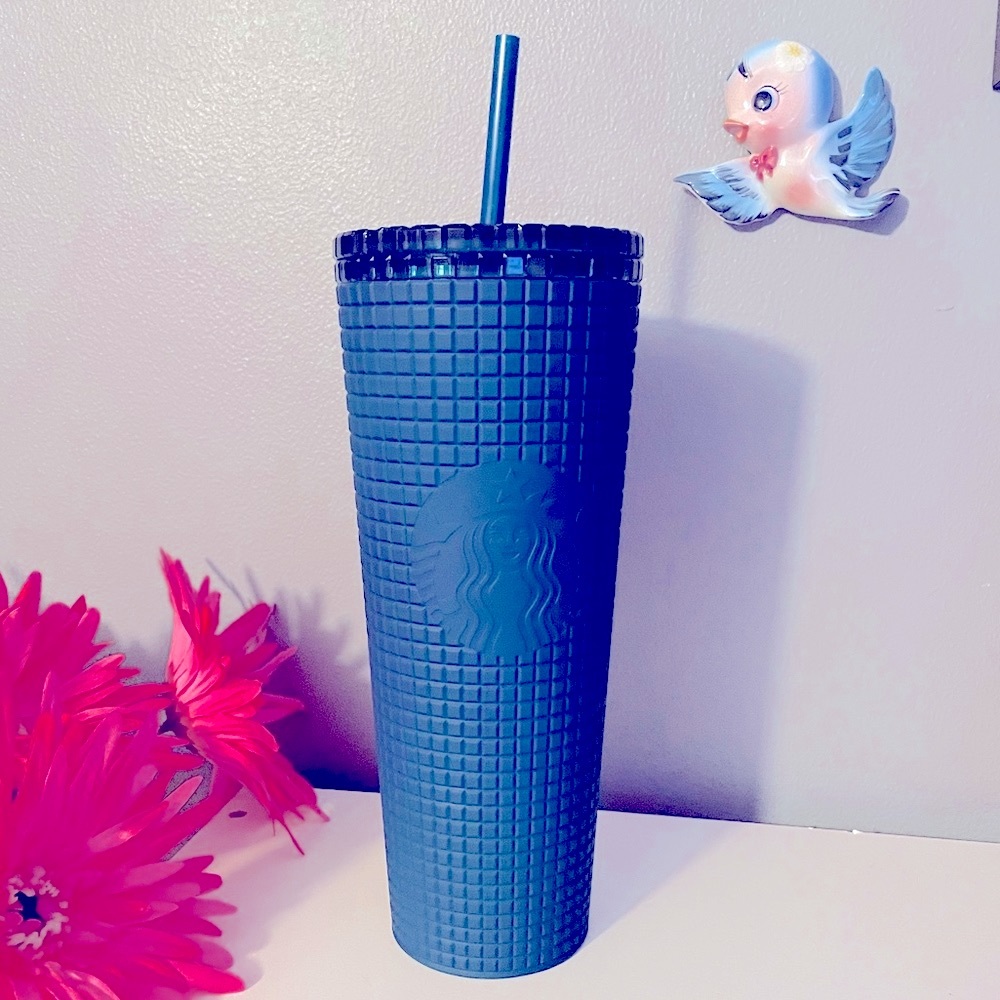 NWT🩵Starbucks Prussian Blue Subzero Soft Touch Grid Venti Teal Tumbler
